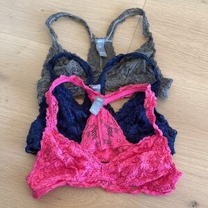 Aerie Lace Bralette Trio - Pink, Navy, Gray